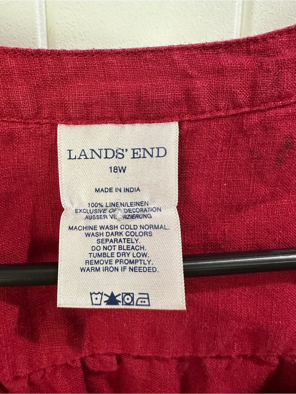 Lands' End Red Embroidered V-Neck linen Tunic - Picture 3 of 4